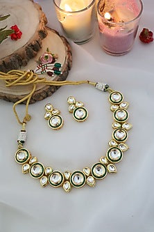 Gold Finish Floral Necklace Set