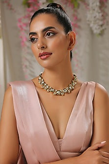 Gold Finish Floral Necklace Set