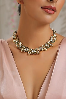 Gold Finish Floral Necklace Set