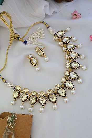 Gold Finish Meenakari Choker Necklace Set