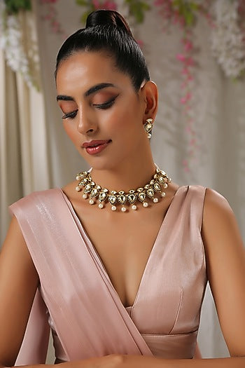 Gold Finish Meenakari Choker Necklace Set