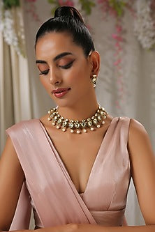 Gold Finish Meenakari Choker Necklace Set