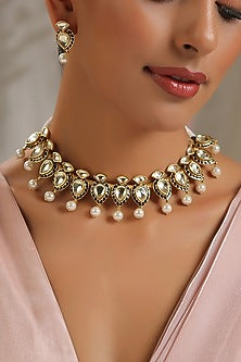 Gold Finish Meenakari Choker Necklace Set