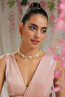 Gold Finish Kundan Polki Choker Necklace