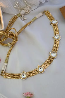 Gold Finish Kundan Polki Choker Necklace