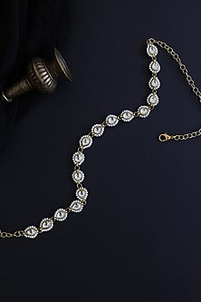 Gold Finish Kundan Polki Handcrafted Mathapatti