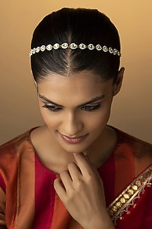 Gold Finish Kundan Polki Handcrafted Mathapatti