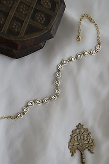 Gold Finish Kundan Polki Handcrafted Mathapatti