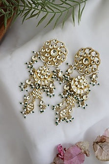 Gold Finish Kundan & Pearl Dangler Earrings