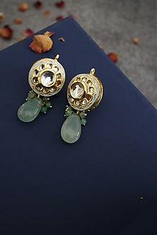 Gold Finish Kundan Polki Stud Earrings