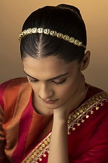 Gold Finish Kundan & Pearl Headband