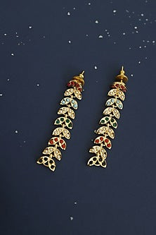 Gold Finish Multi-Colored Jadau Choker Necklace Set