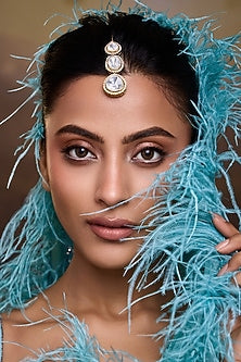 Gold Finish Kundan Polki & Cubic Zirconia Maangtikka