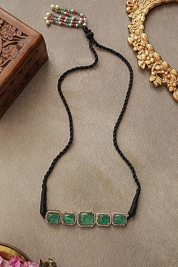 Gold Finis Turquoise Onyx & Kundan Polki Choker Necklace