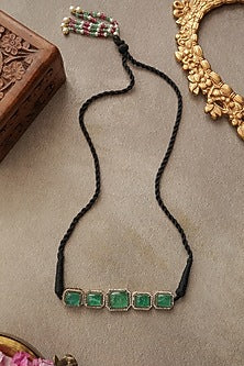 Gold Finis Turquoise Onyx & Kundan Polki Choker Necklace