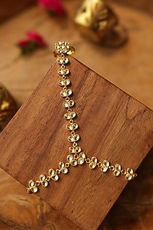 Gold Finish Kundan Polki & Natural Stone Hathphool