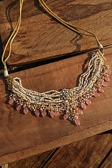 Gold Finish Kundan Polki & Pearl Necklace