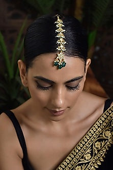 Gold Finish Kundan Polki Maang Tikka