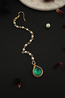 Gold Finish Kundan & Pearls Maang Tikka