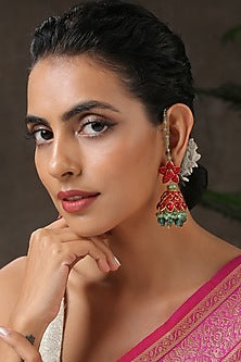 Gold Finish Pearl Jhumka Earrings