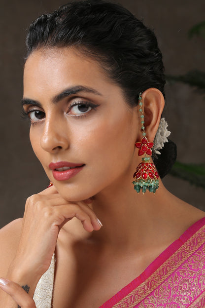 Gold Finish Pearl Jhumka Earrings