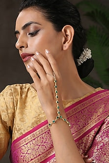 Gold Plated Kundan Polki Hathphool