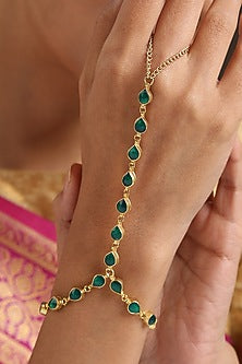 Gold Plated Kundan Polki Hathphool