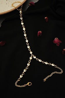 Gold Plated Kundan Polki Hathphool