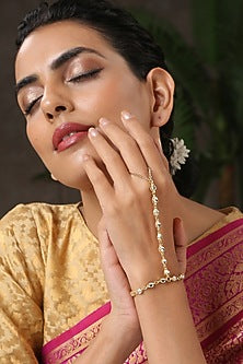 Gold Plated Kundan Polki Hathphool
