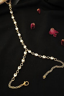 Gold Plated Kundan Polki Hathphool