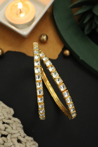 Gold Plated Kundan Polki Bangles