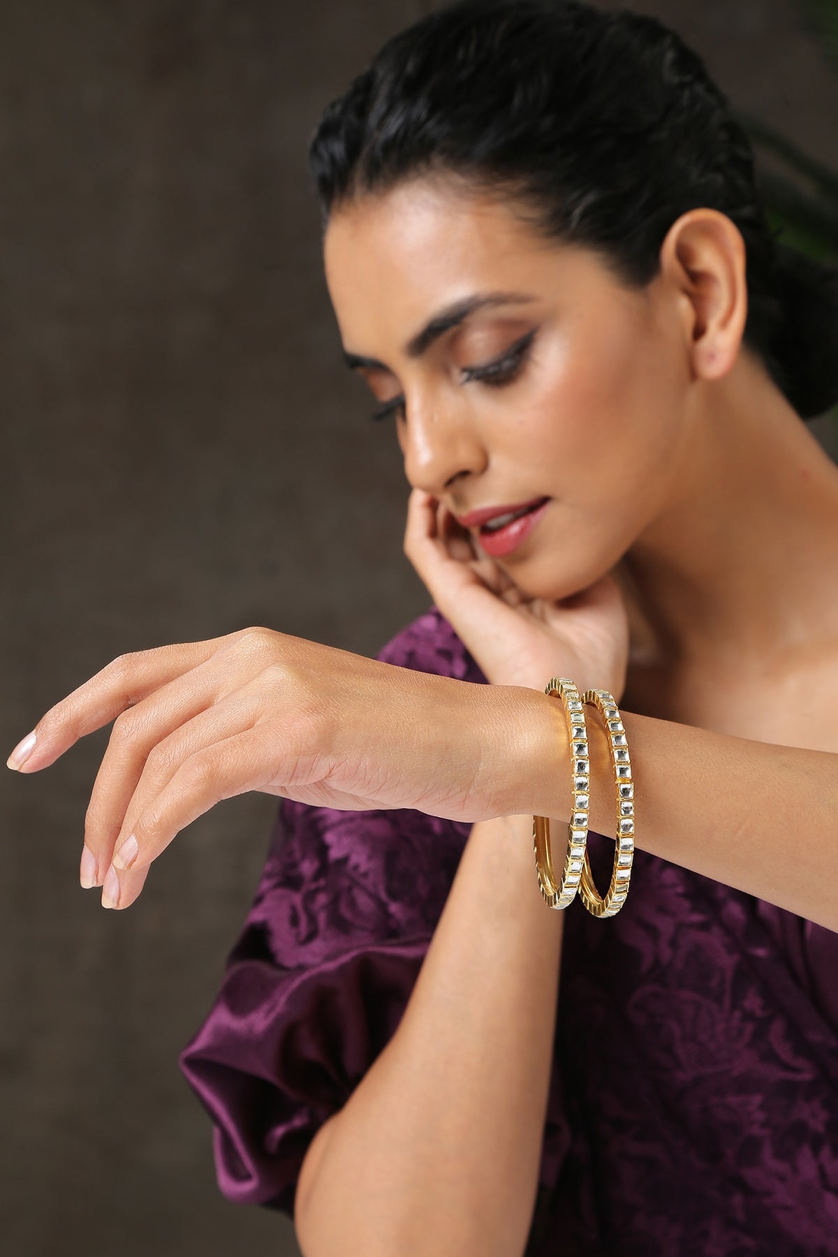 Gold Plated Kundan Polki Bangles