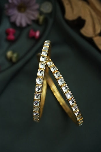 Gold Plated Kundan Polki Bangles