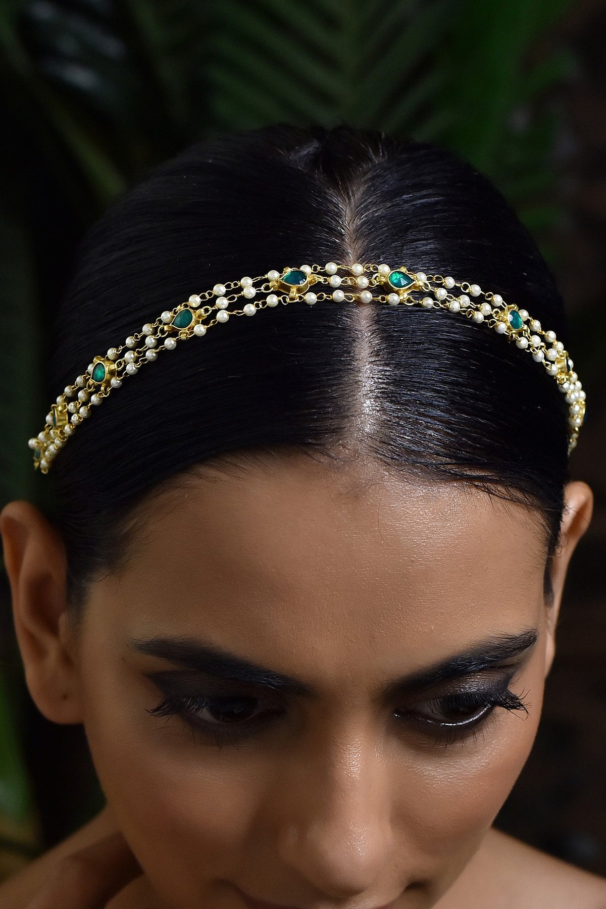 Gold Finish Pearls & Kundan Headband
