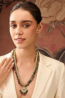 Gold Plated Kundan Polki & Tourmaline Stone Necklace