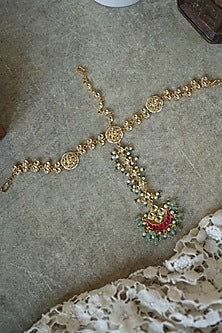 Gold Plated Kundan Polki Adjustable Floral Mathapatti