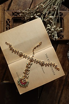 Gold Plated Kundan Polki Adjustable Floral Mathapatti