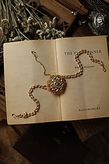 Gold Plated Red Kundan Polki & Pearl Adjustable Mathapatti