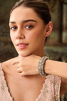 Gold Plated Kundan Polki & Cubic Zirconia Bangle