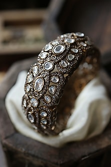 Gold Plated Kundan Polki & Cubic Zirconia Bangle