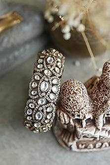 Gold Plated Kundan Polki & Cubic Zirconia Bangle