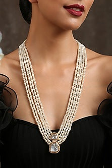 Gold Finish Polki Long Necklace