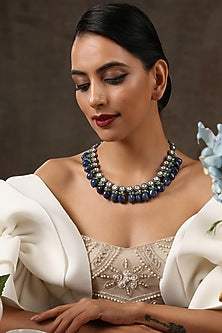 Rhodium & Gold Finish Polki Choker Necklace