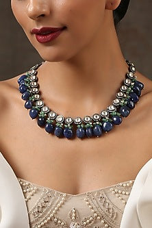 Rhodium & Gold Finish Polki Choker Necklace