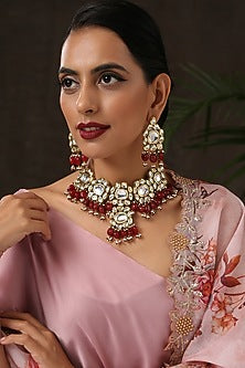 Gold Finish Pearls Necklace Set