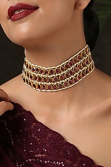 Gold Finish Pearls Choker Necklace