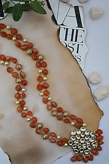 Gold Finish Kundan & Beads Long Necklace