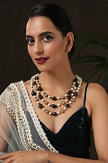 Gold Finish Kundan Multi-Layered Necklace