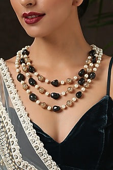 Gold Finish Kundan Multi-Layered Necklace