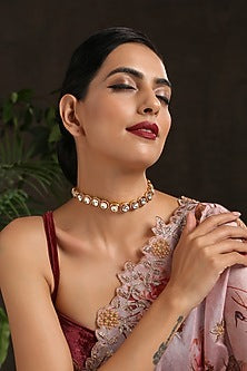 Gold Finish Kundan Choker Necklace